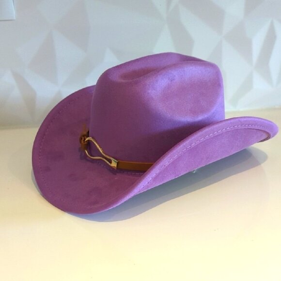 Purple Cowboy Cowgirl Stampede Hat with Gold & Brown Accent - New - Picture 1 of 6